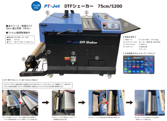 『75㎝幅』のPT-Jet DTFシェーカーとフィルムは、 Mimaki「TxF150-75」に対応